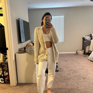 Abercrombie & Fitch Cream Cardigan Sweater